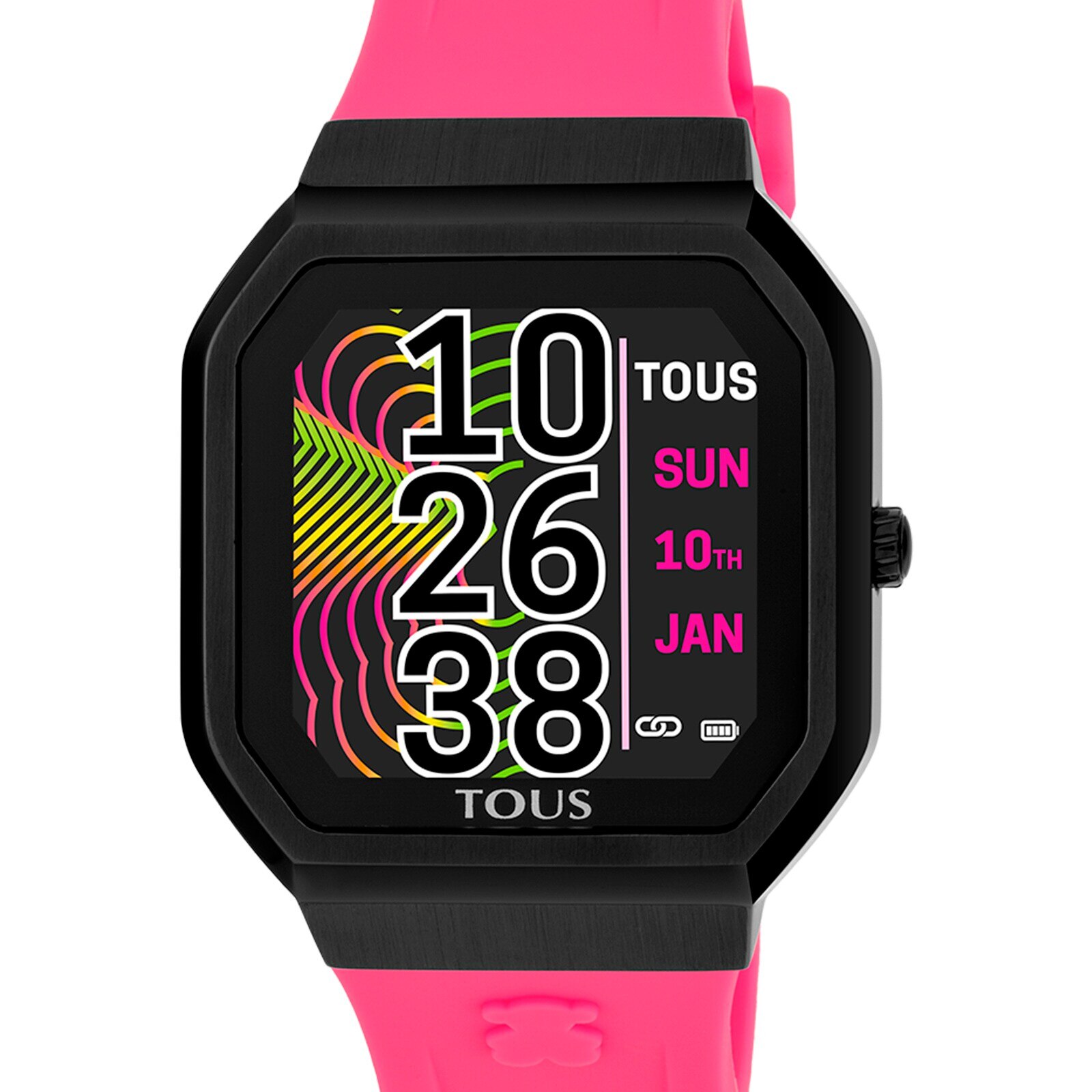 B-Connect Smartwatch with fuchsia silicone strap