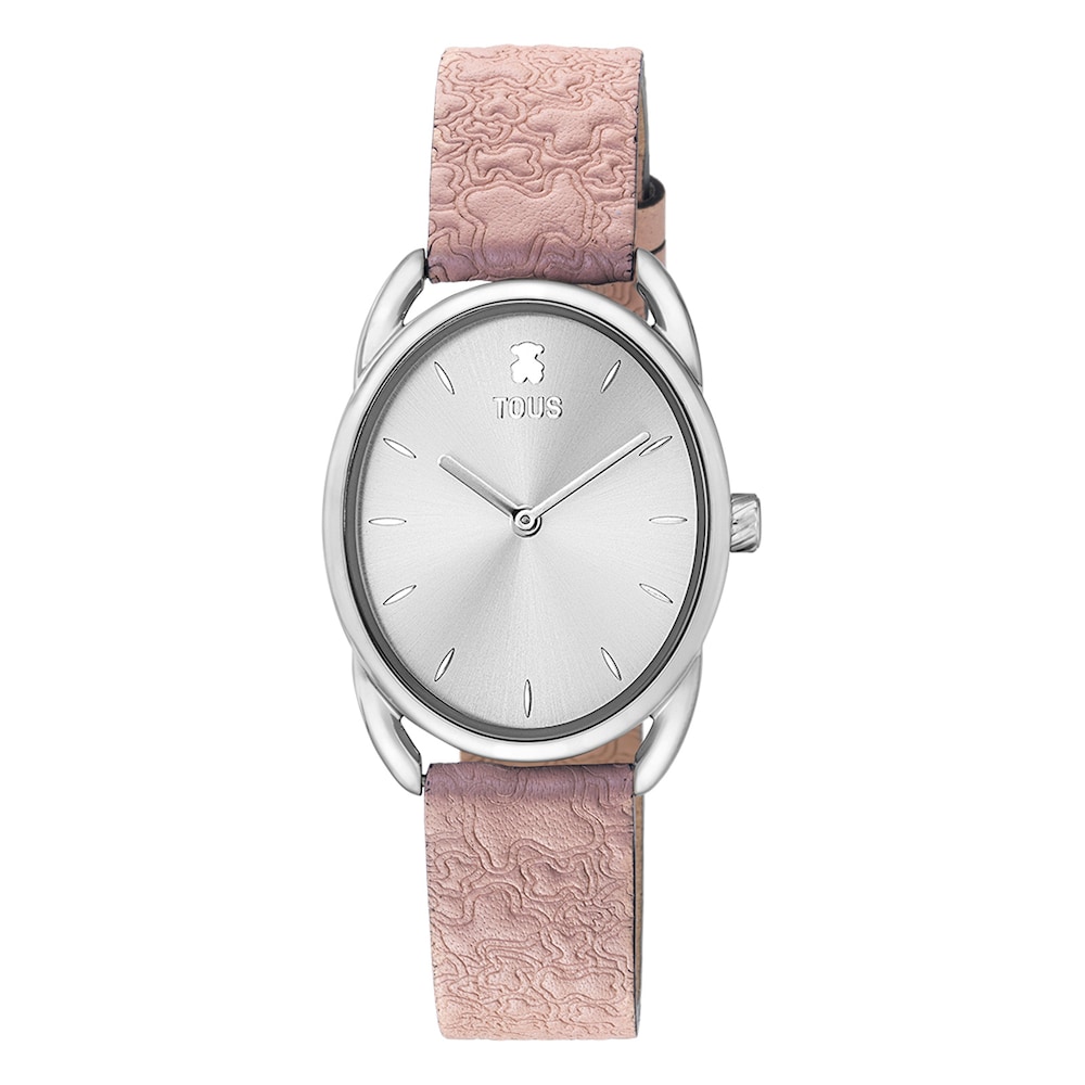 Reloj anal&oacute;gico Dai de acero con correa de piel Kaos rosa