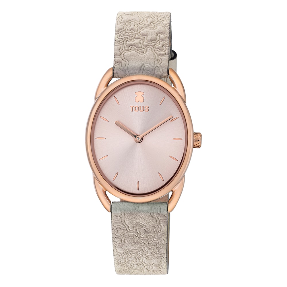 Reloj anal&oacute;gico Dai de acero con correa de piel Kaos beige