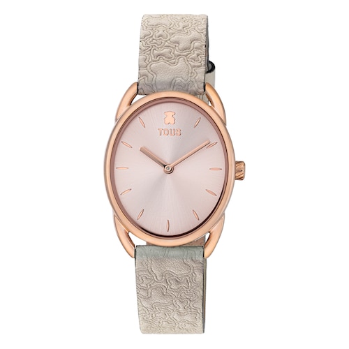 Reloj analógico Dai de acero con correa de piel Kaos beige