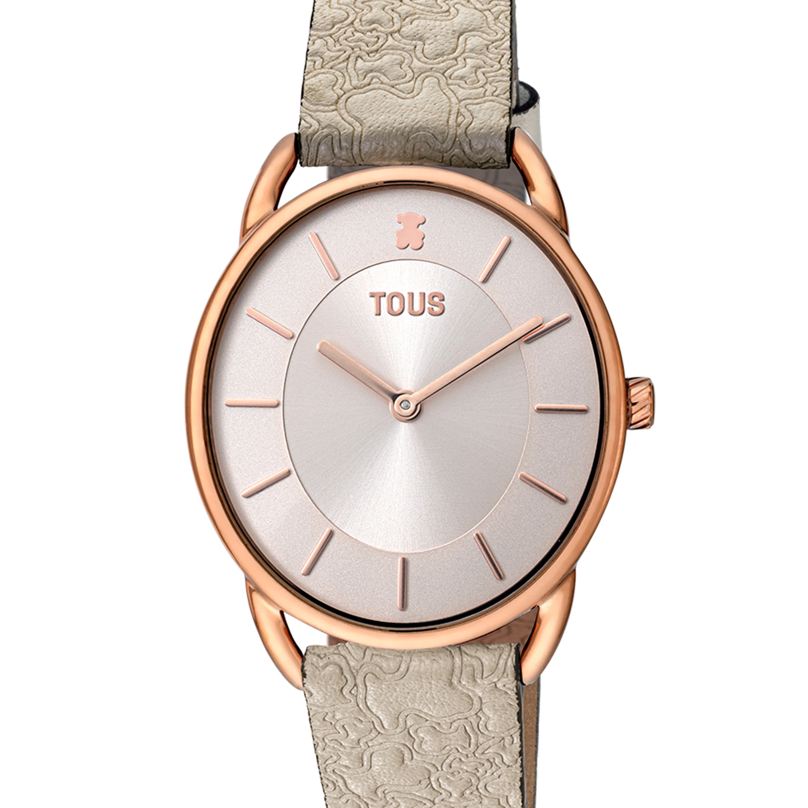 Steel Dai XL Analogue watch with beige leather Kaos strap