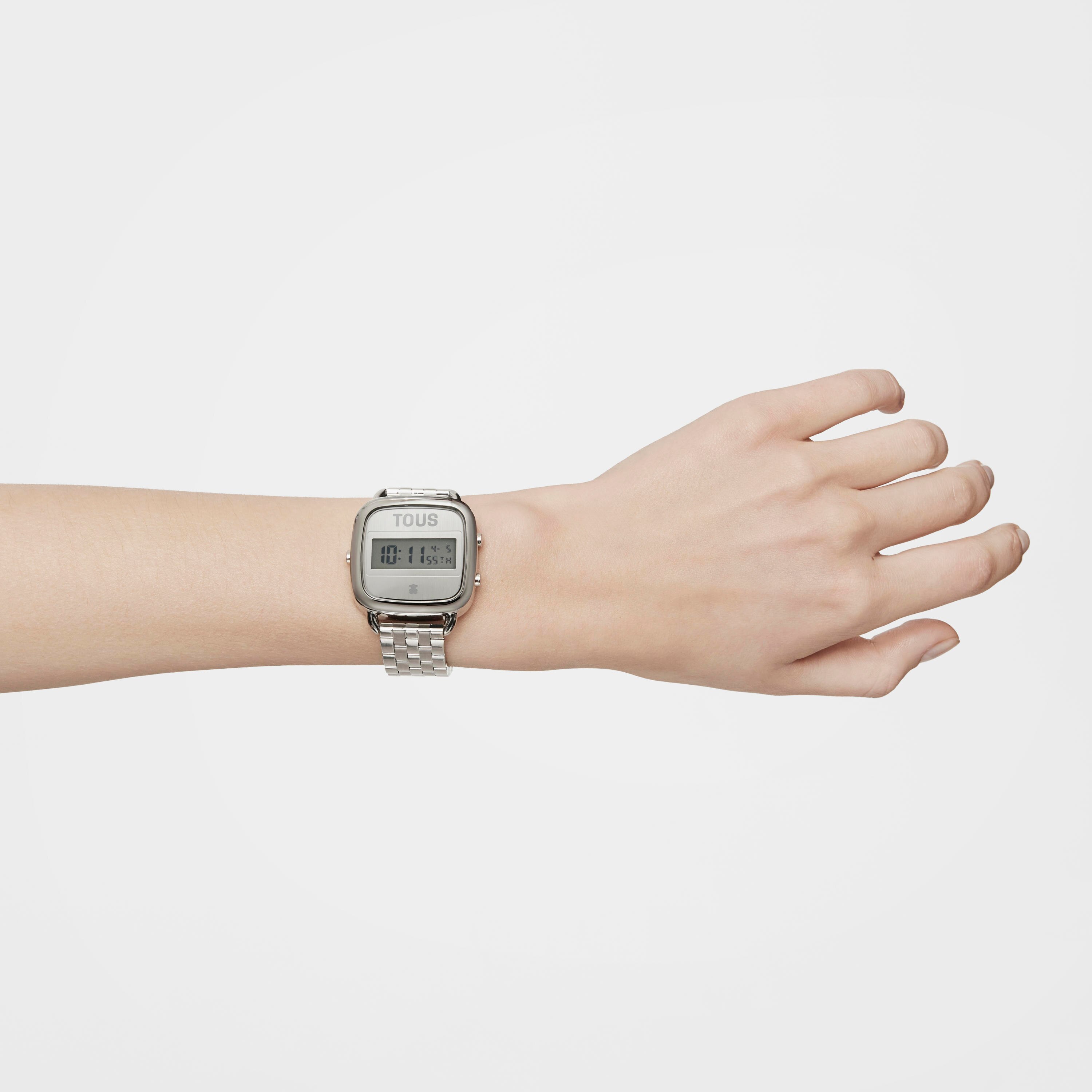 D-Logo Digital watch with steel strap