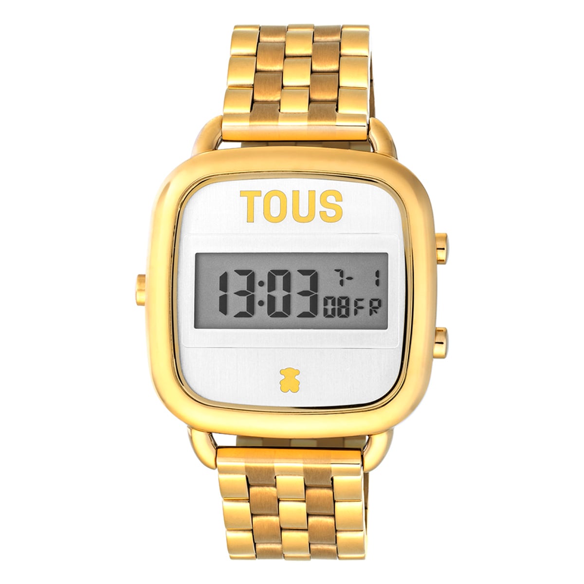 Reloj digital con brazalete de acero IP dorado D-Logo
