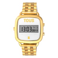 Reloj digital con brazalete de acero IP dorado D-Logo