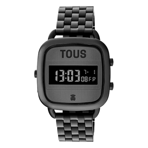 Digit&aacute;lne hodinky s&nbsp;IP oceľov&yacute;m remienkom čiernej farby D-Logo