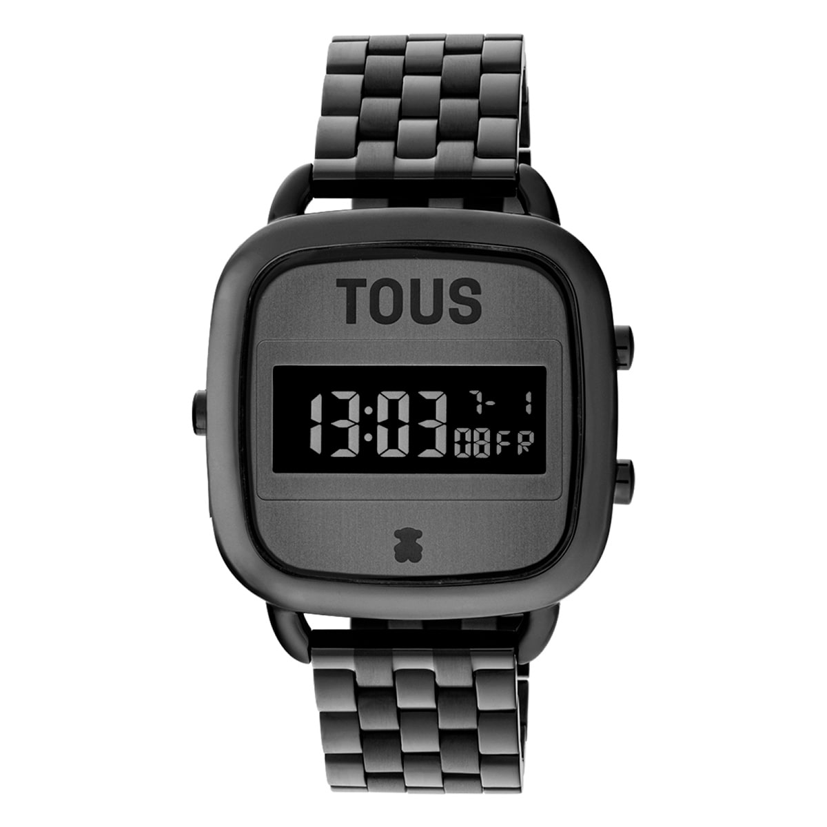 Reloj digital con brazalete de acero IP negro D-Logo