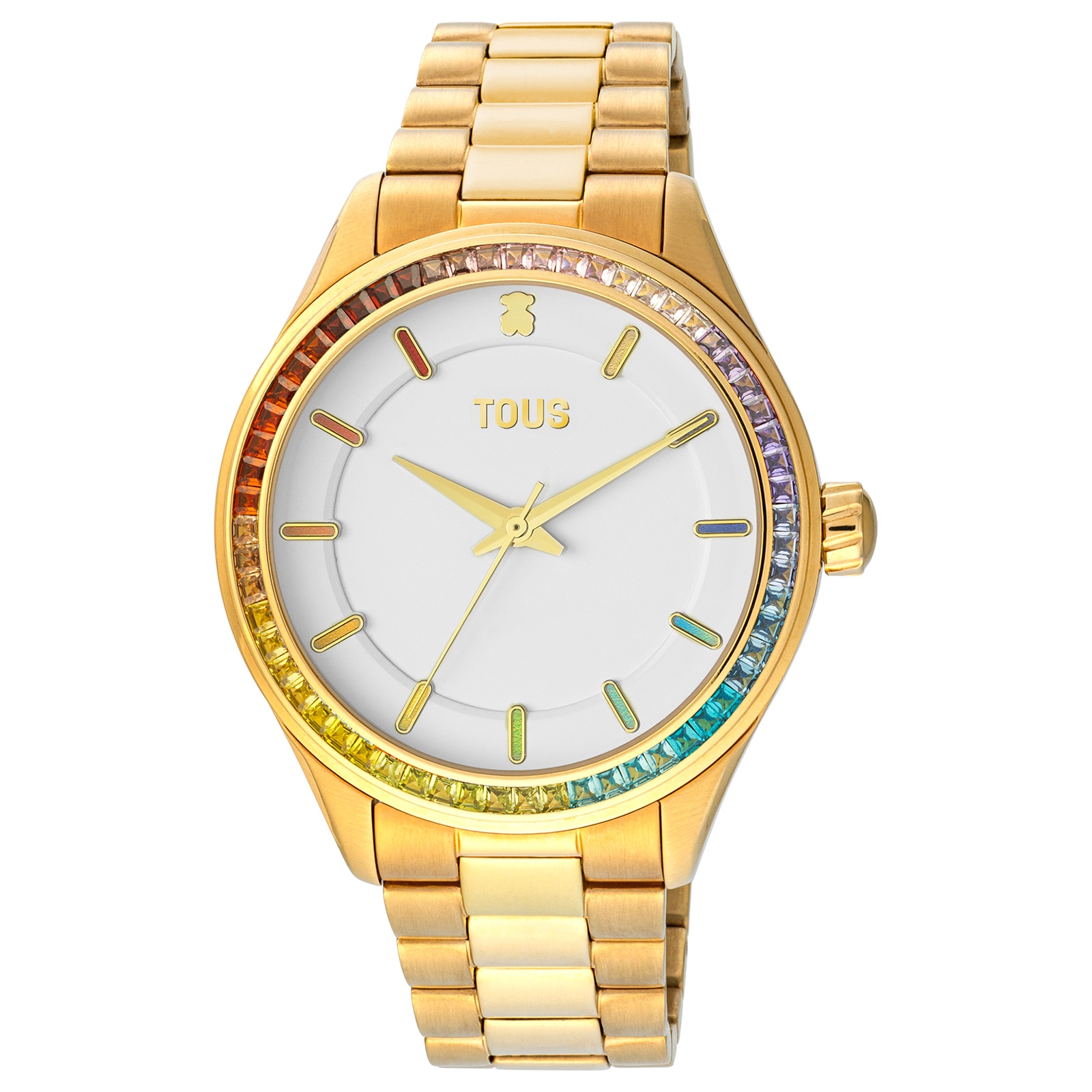 Reloj analógico con brazalete de acero IP dorado T-Shine