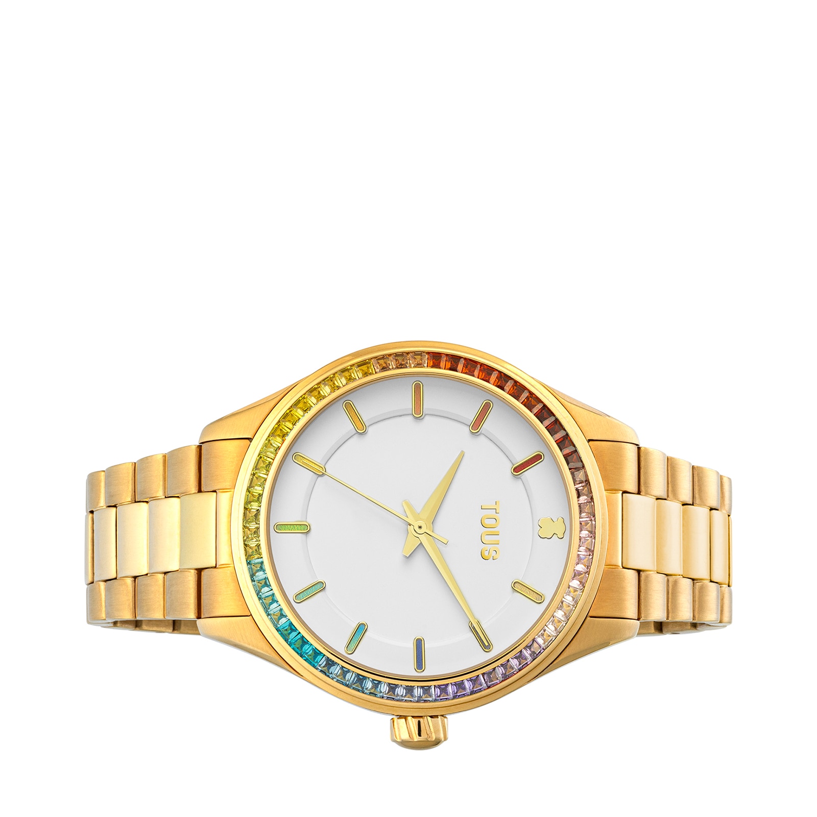 Reloj analógico con brazalete de acero IP dorado T-Shine