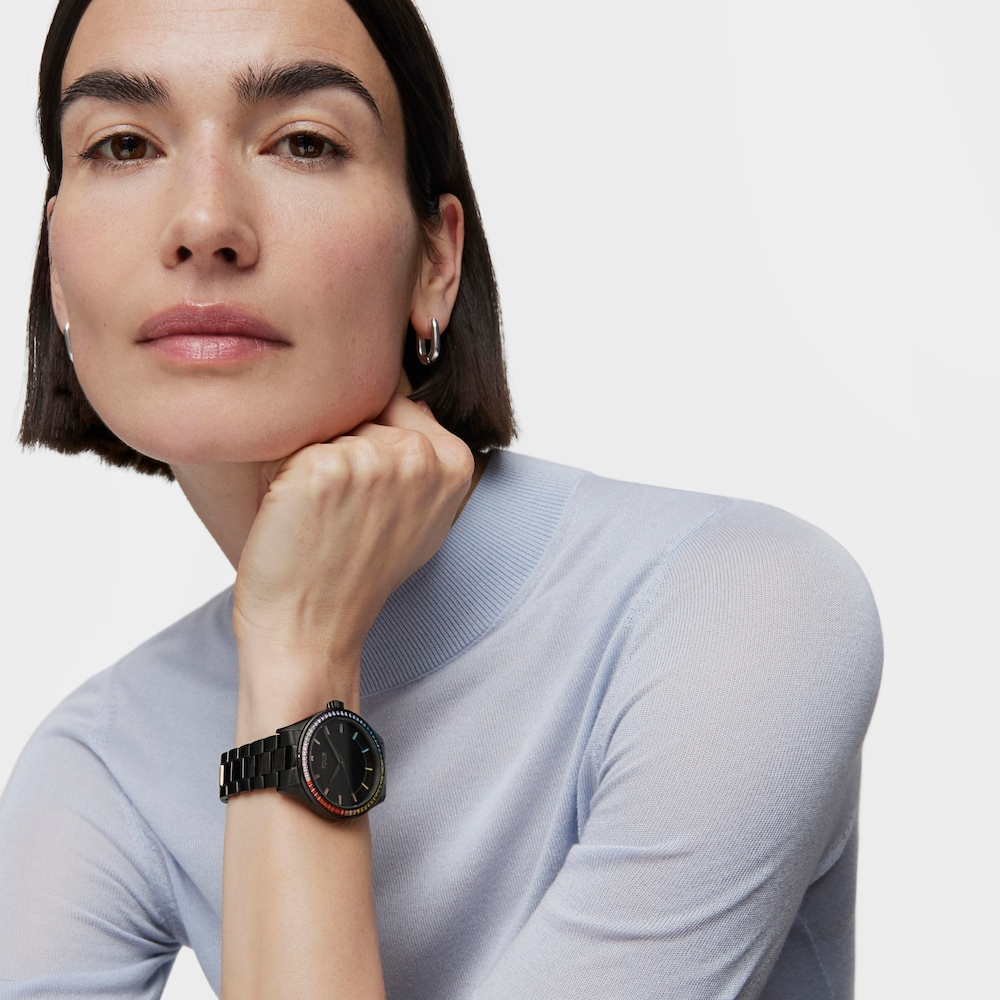 Tender Shine Analogue watch with black IP steel strap image number 3