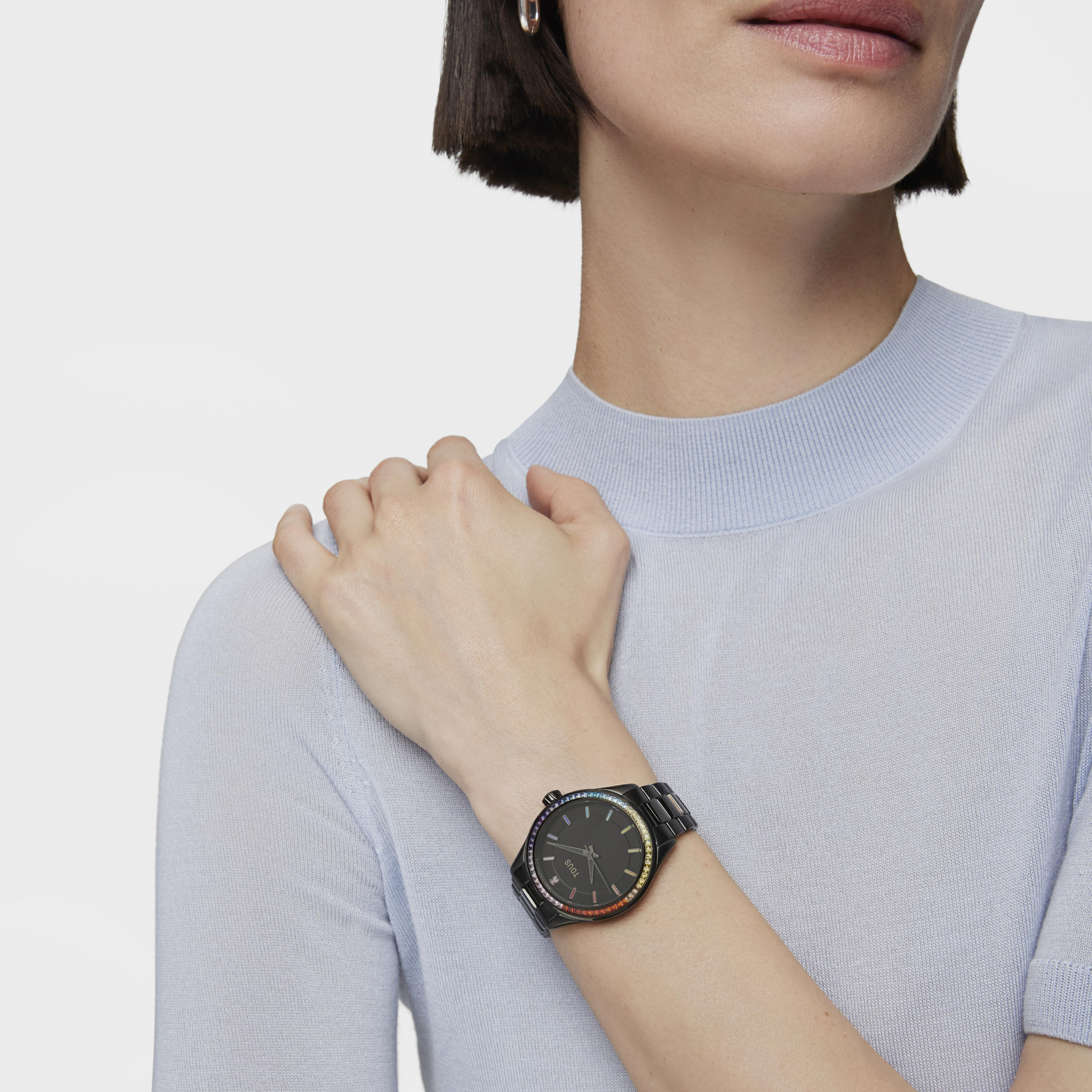 Tender Shine Analogue watch with black IP steel strap