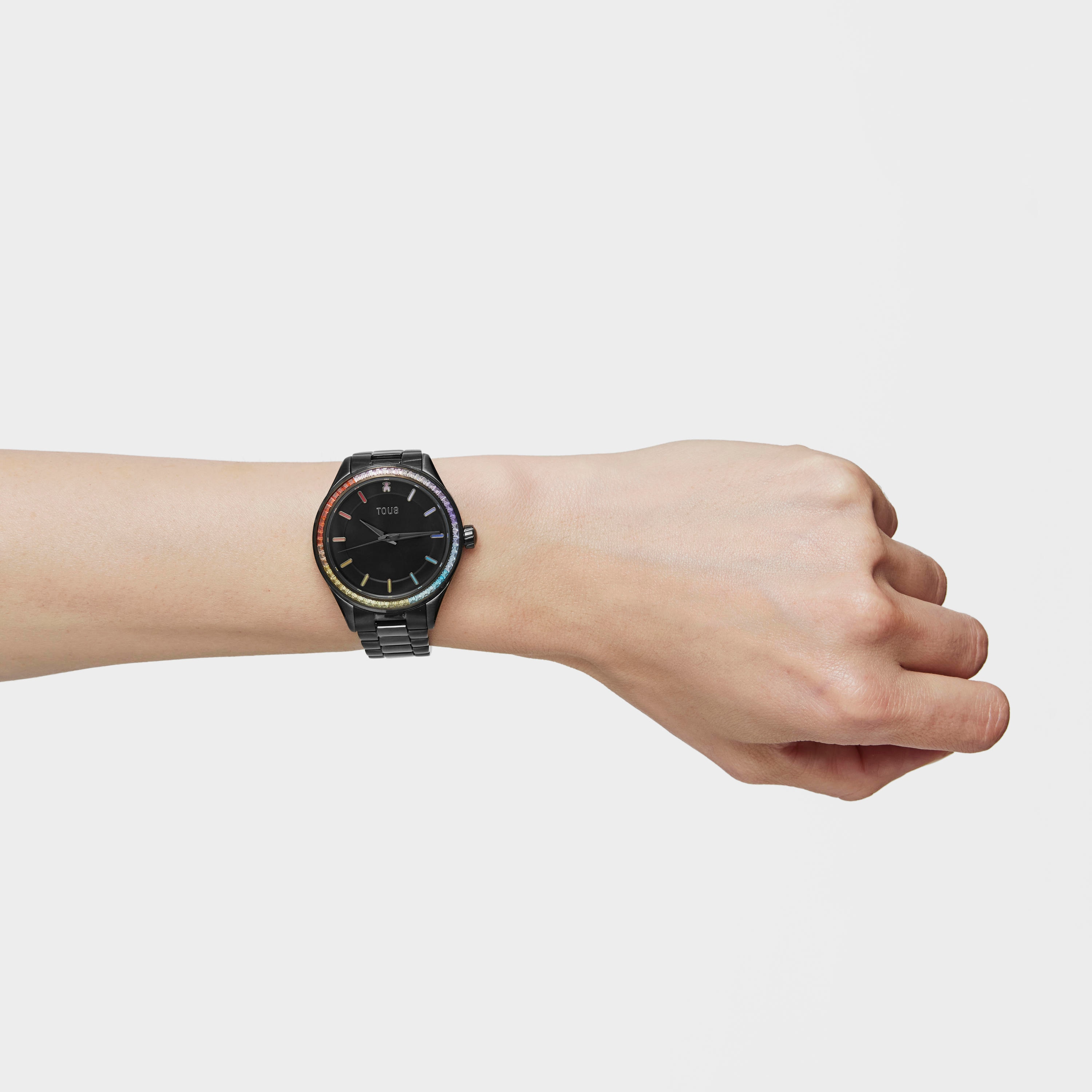 Tender Shine Analogue watch with black IP steel strap