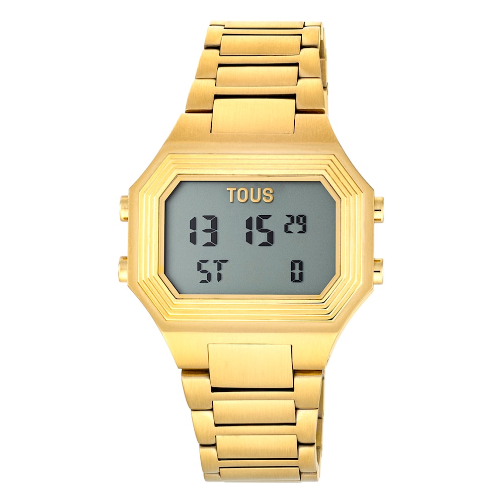 Reloj digital con brazalete de acero IP dorado Emerald