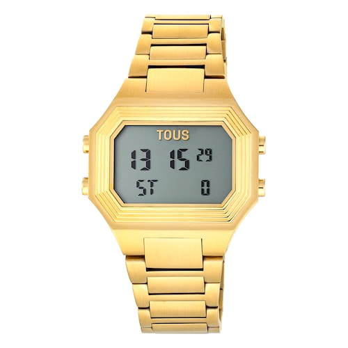 Rel&oacute;gio digital Bel-Air com correia em a&ccedil;o IP dourado