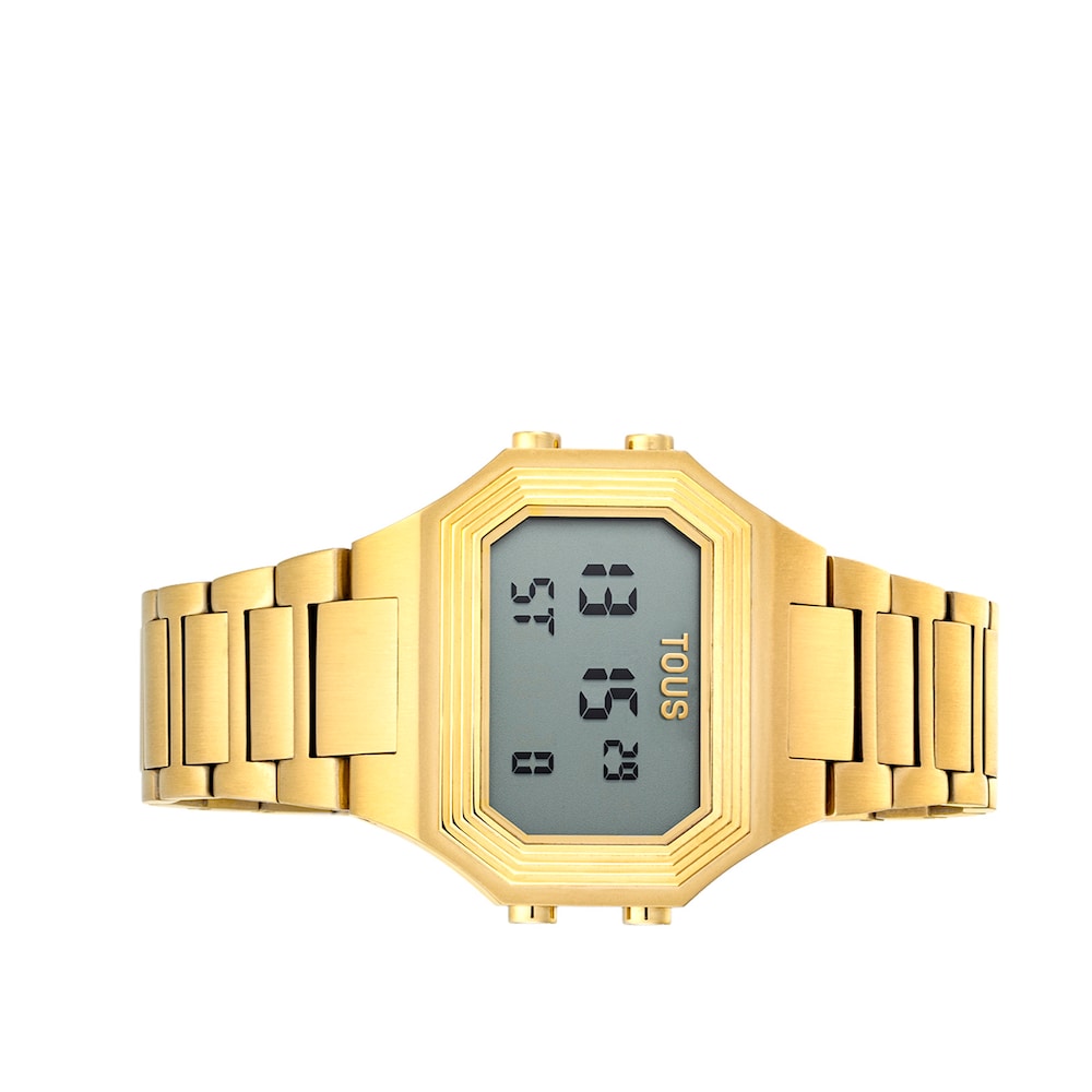 Bel-Air Digital watch with gold colored IP steel strap Bel-Air Digital watch with gold colored IP steel strap