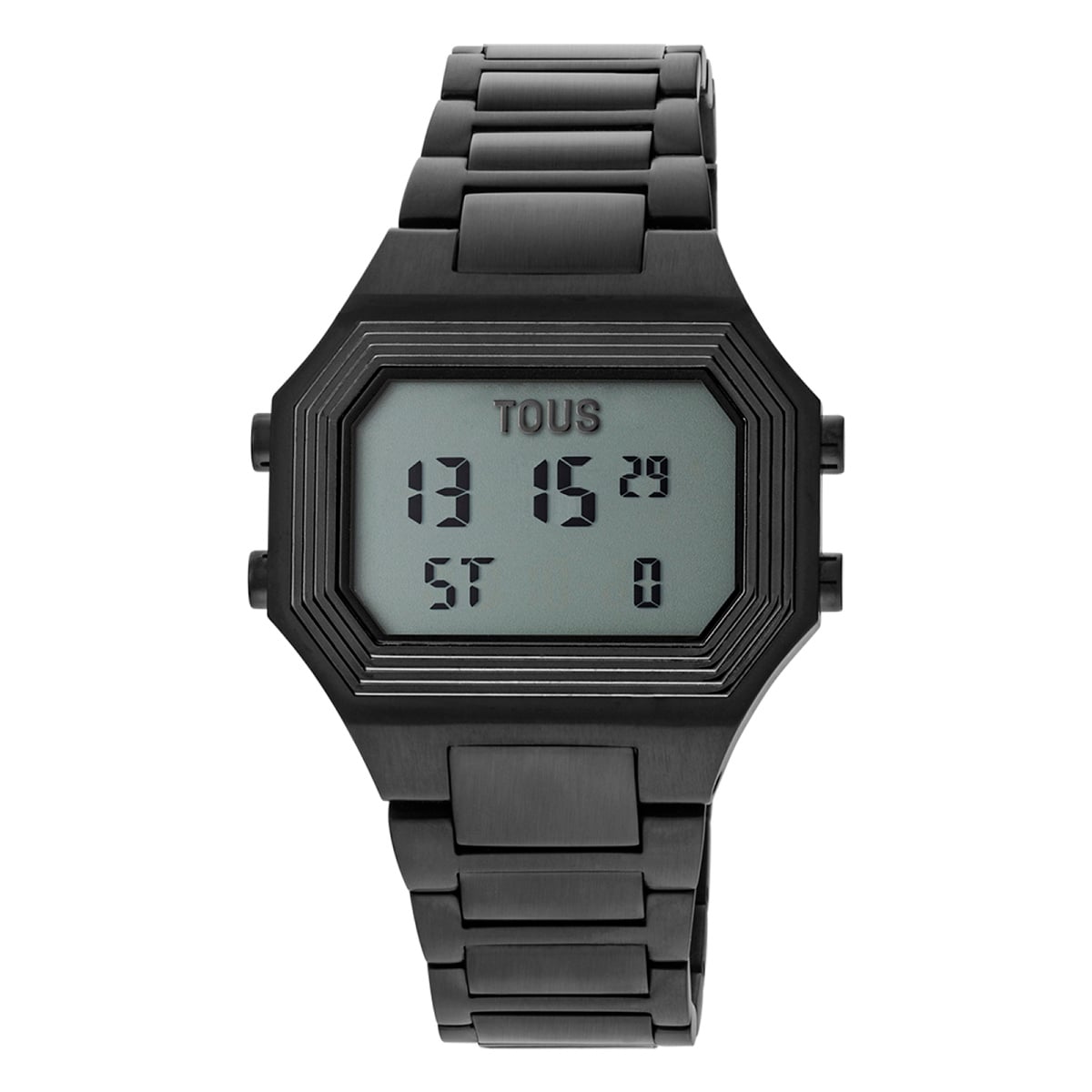 Tous - Reloj Digital Con Brazalete De Acero Ip Negro Emerald - U