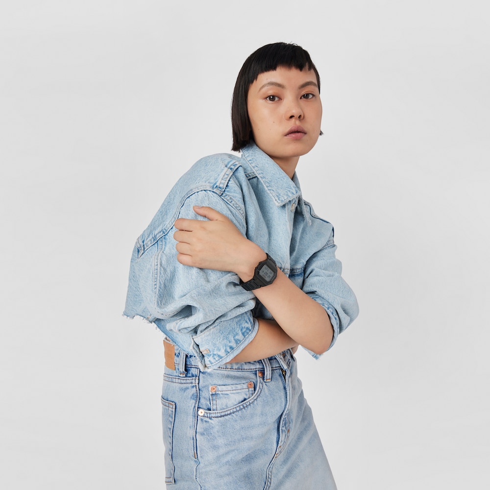 Cyfrowy zegarek Bel-Air z paskiem z powlekanej stali w kolorze czarnym