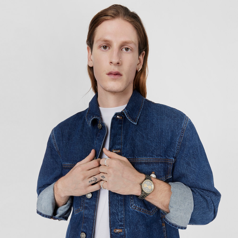 Reloj anal&oacute;gico multifunci&oacute;n con brazalete de acero IP gris y acero IP dorado T-Bear