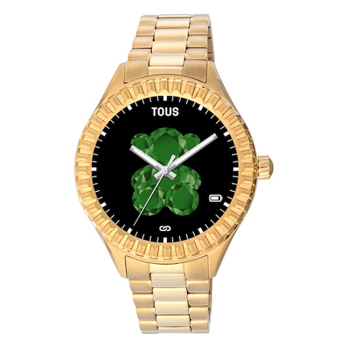 Reloj smartwatch con brazalete de acero IP dorado T-Bear Connect