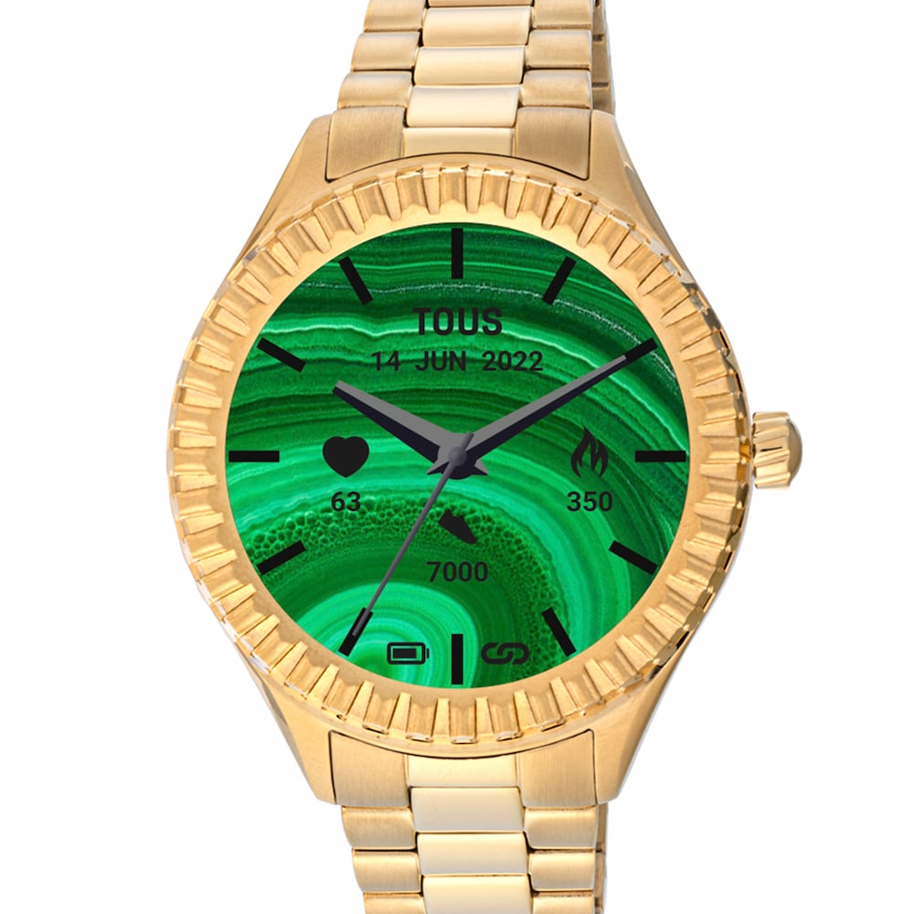 Reloj smartwatch con brazalete de acero IP dorado T-Bear Connect