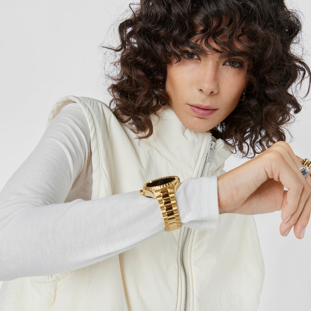 Reloj smartwatch con brazalete de acero IP dorado T-Bear Connect image number 3