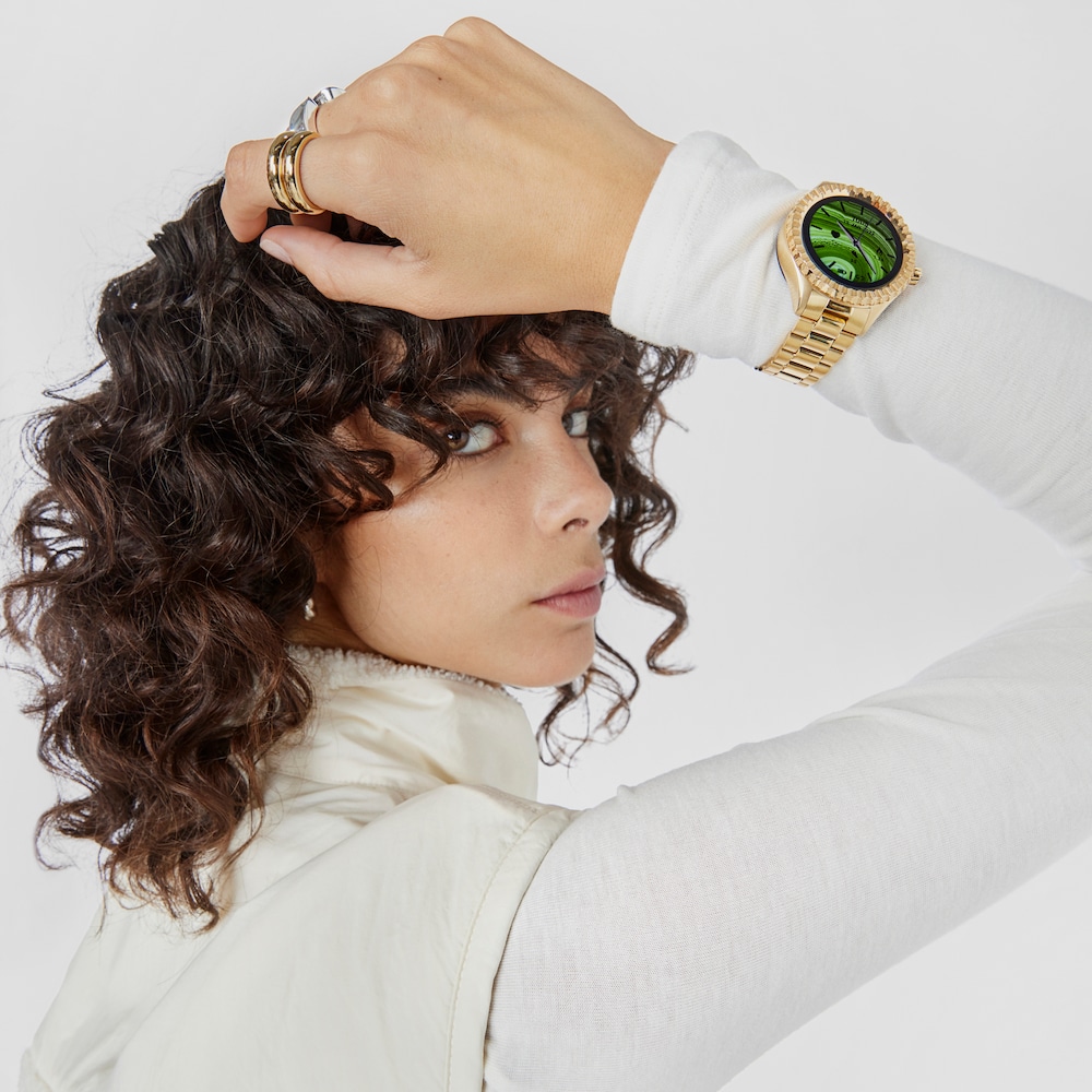 Reloj smartwatch con brazalete de acero IP dorado T-Bear Connect