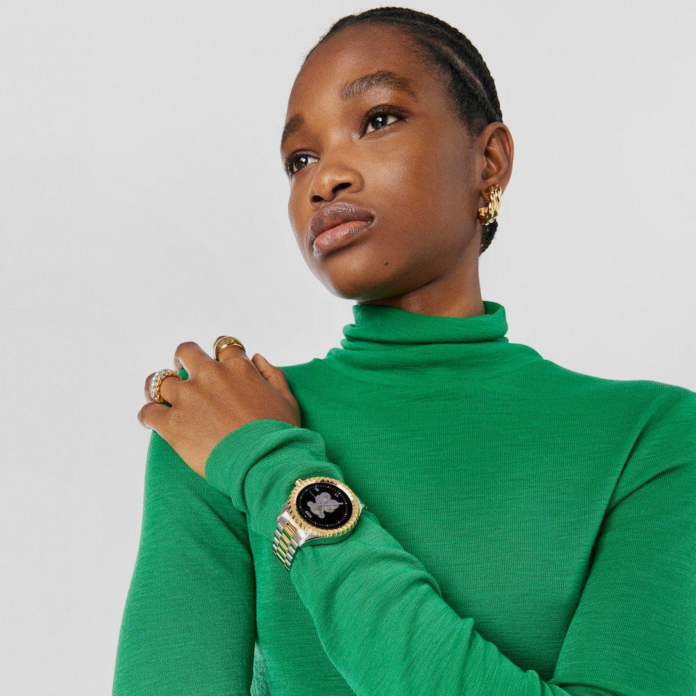 Smartwatch T-Bear Connect z paskiem ze stali IP w kolorze złota