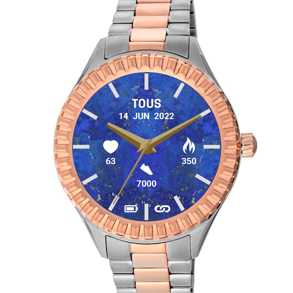Reloj smartwatch con brazalete de acero y acero IP rosado T-Bear Connect image number 2
