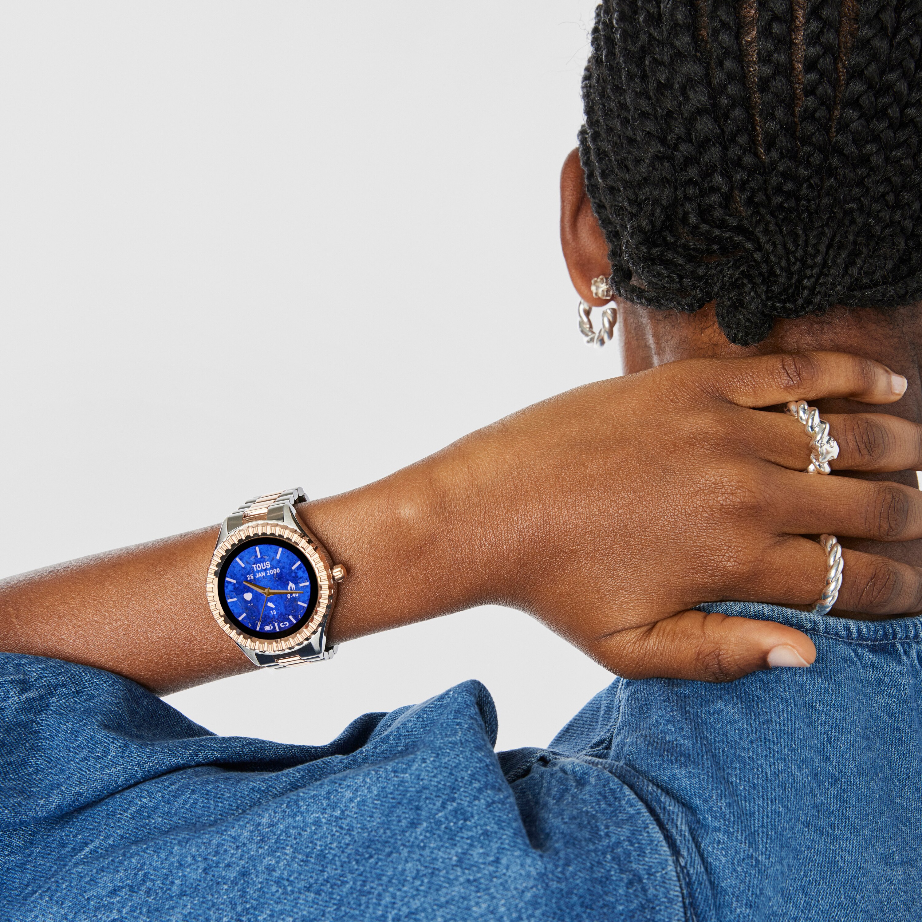 T-Bear Connect Smartwatch with steel and pink-colored IP steel wristband