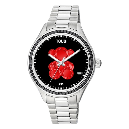 Reloj smartwatch con brazalete de acero y zirconias negras T-Shine Connect