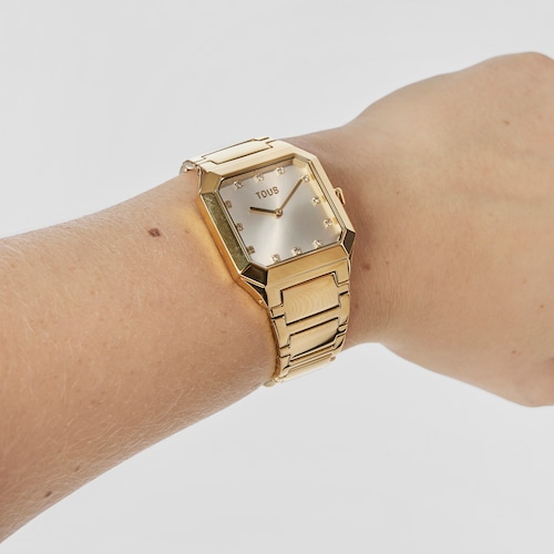 Reloj analógico con brazalete de acero IPG dorado Karat Squared