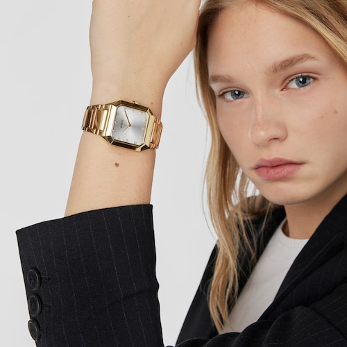 Reloj analógico con brazalete de acero IPG dorado Karat Squared