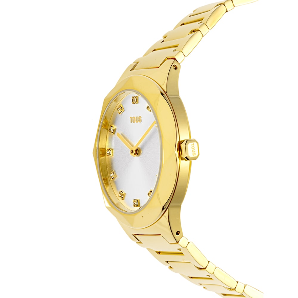 Analogue watch with gold-colored IPG steel wristband Karat Oval image number 1