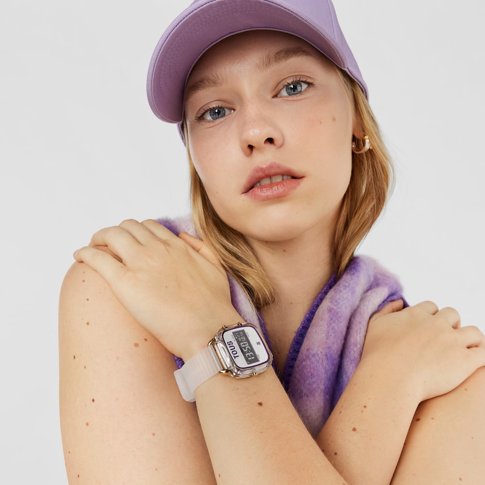 White polycarbonate Digital watch with silicone strap D-Logo Fresh