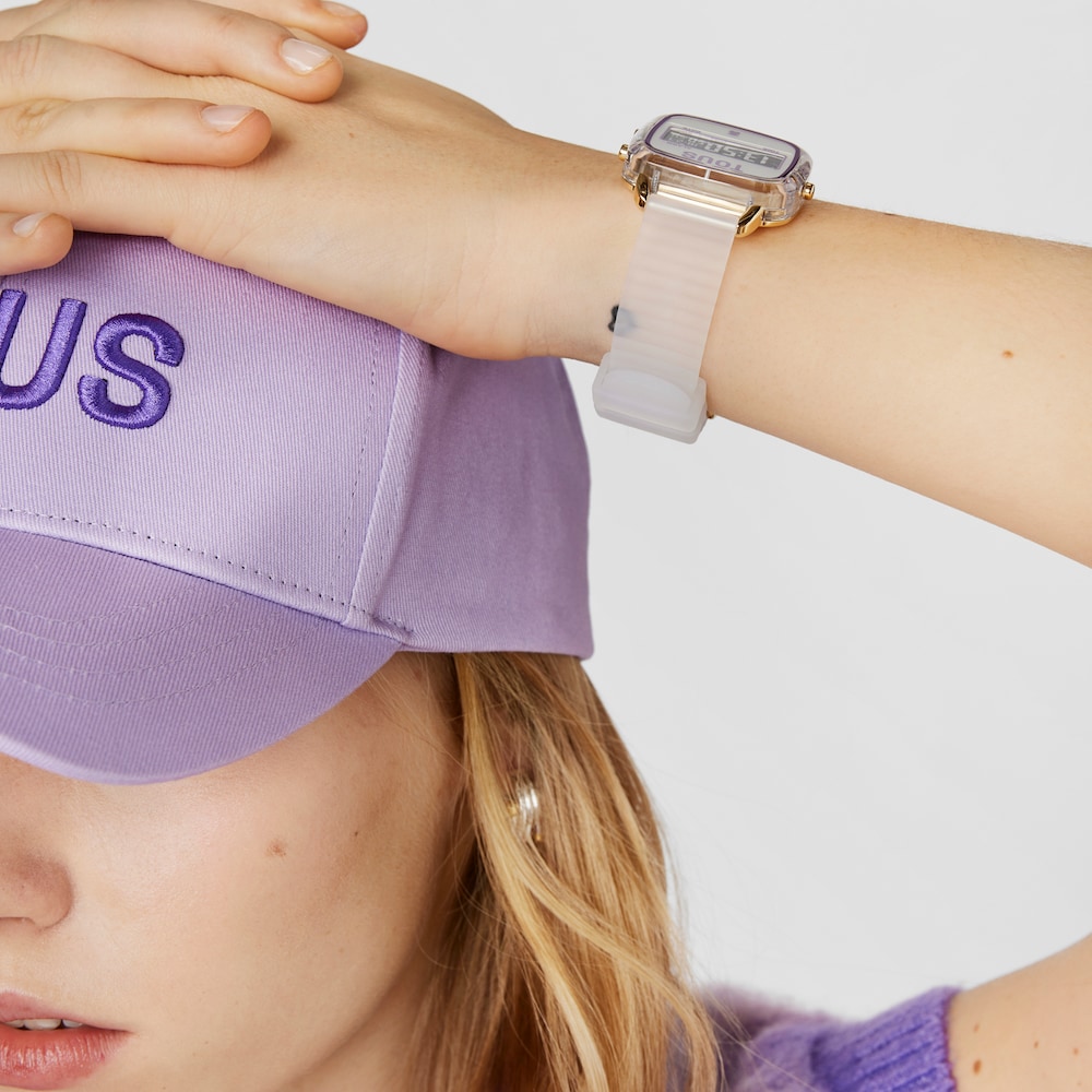 White polycarbonate Digital watch with silicone strap D-Logo Fresh