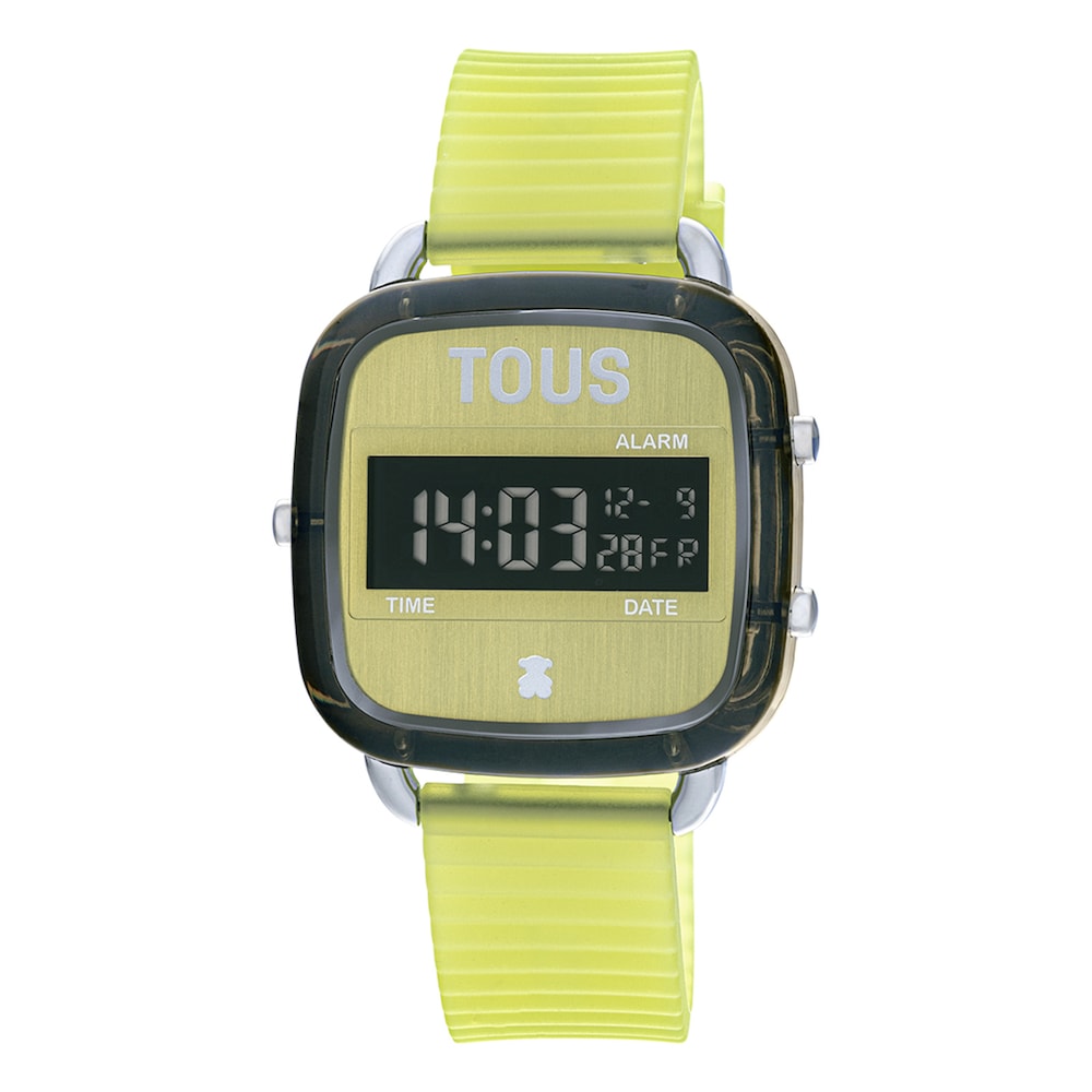 Montre num&eacute;rique en polycarbonate vert avec bracelet en silicone D-Logo Fresh