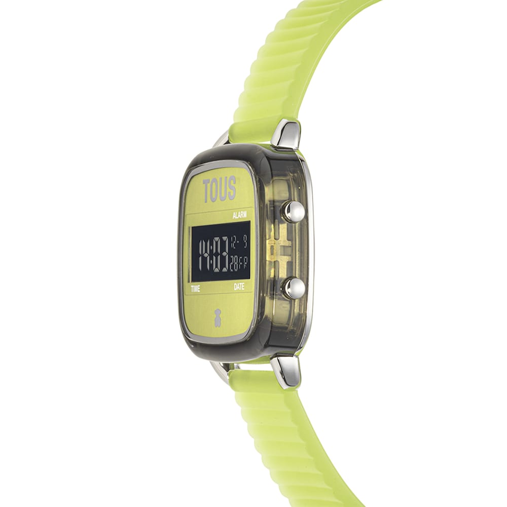 Montre num&eacute;rique en polycarbonate vert avec bracelet en silicone D-Logo Fresh