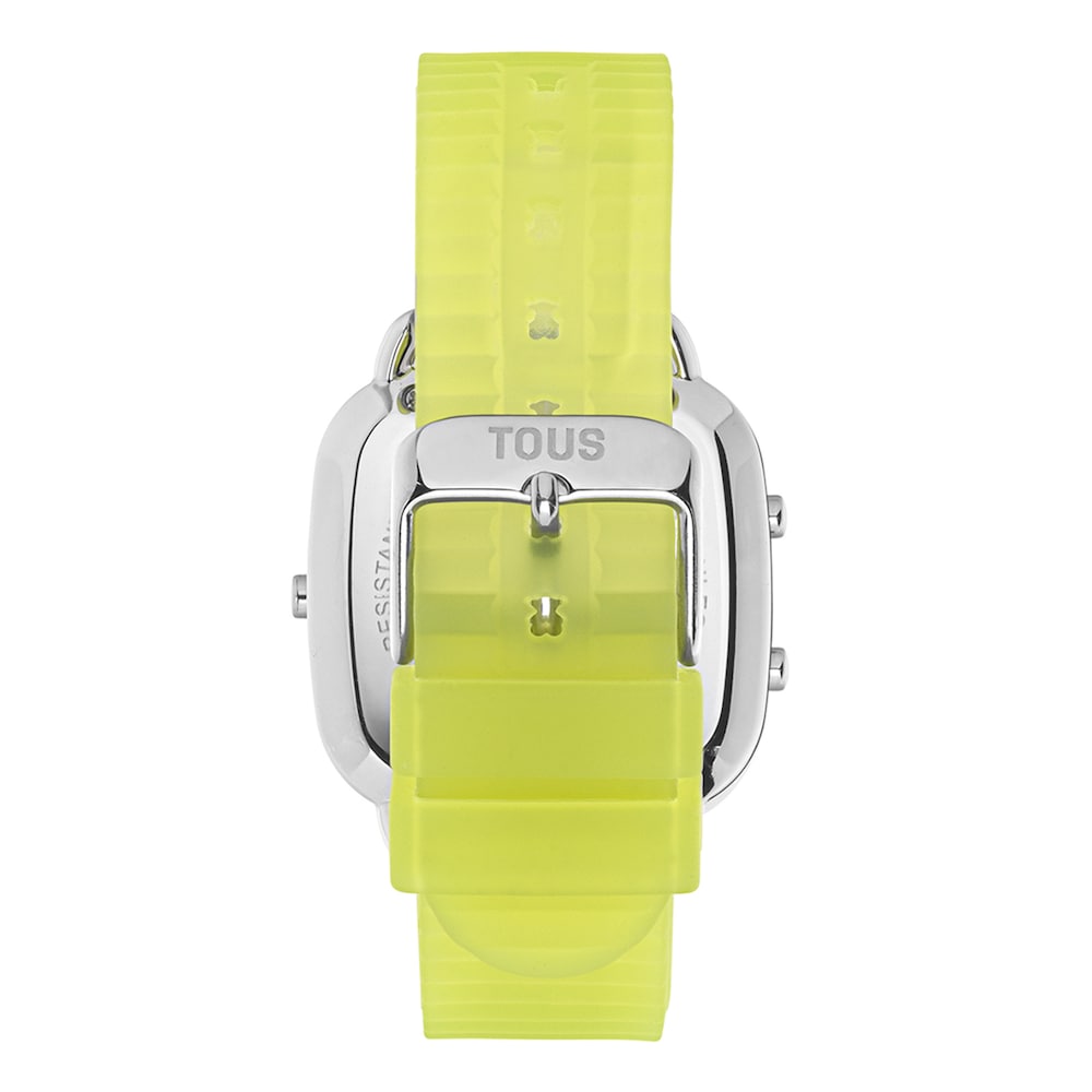 Montre num&eacute;rique en polycarbonate vert avec bracelet en silicone D-Logo Fresh