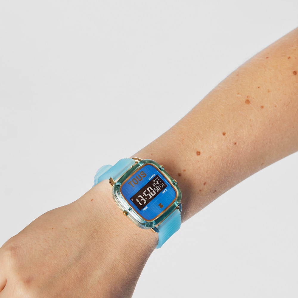 Rel&oacute;gio digital em policarbonato azul com correia em silicone D-Logo Fresh