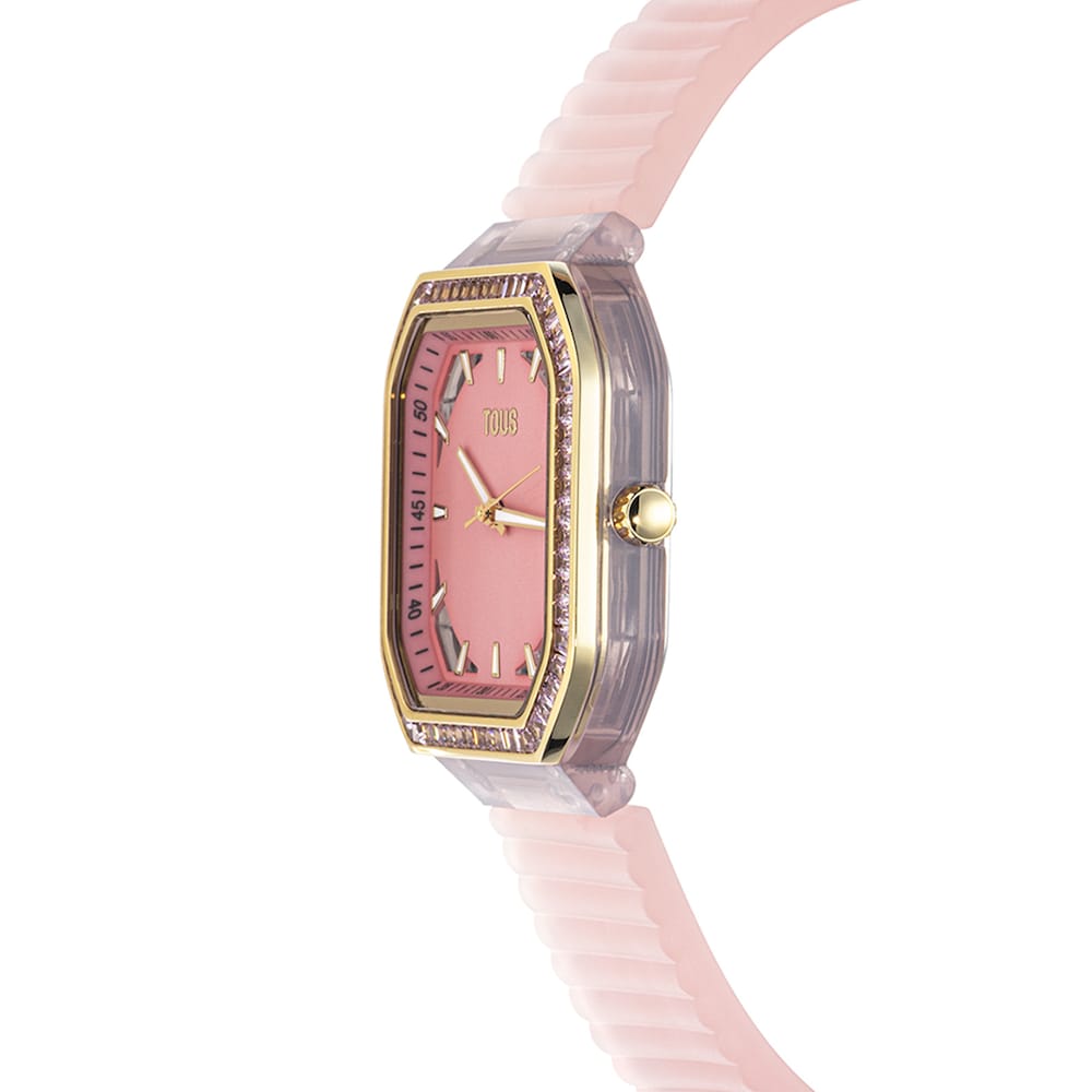 Pink-colored IPG steel Analogue watch with zirconias Gleam Fresh image number 1