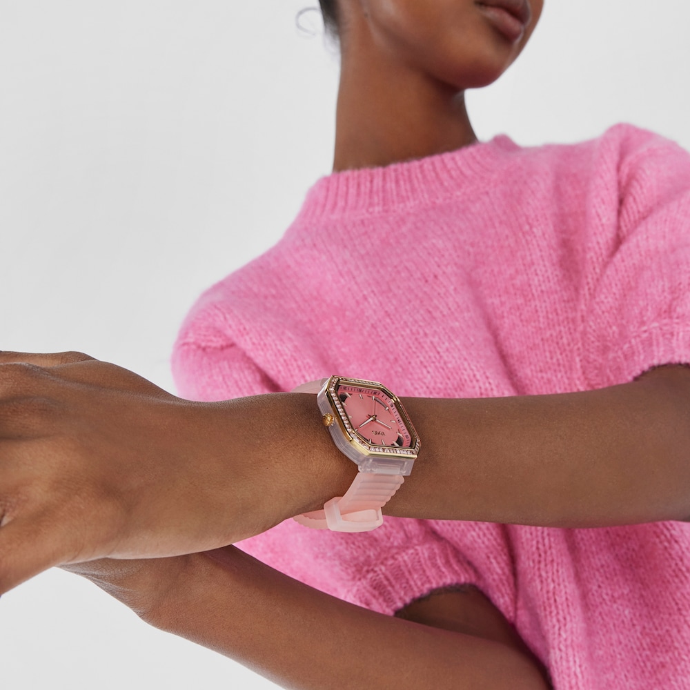 Pink-colored IPG steel Analogue watch with zirconias Gleam Fresh image number 3
