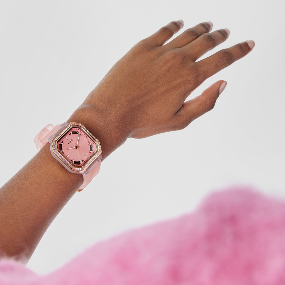 Pink-colored IPG steel Analogue watch with zirconias Gleam Fresh image number 5