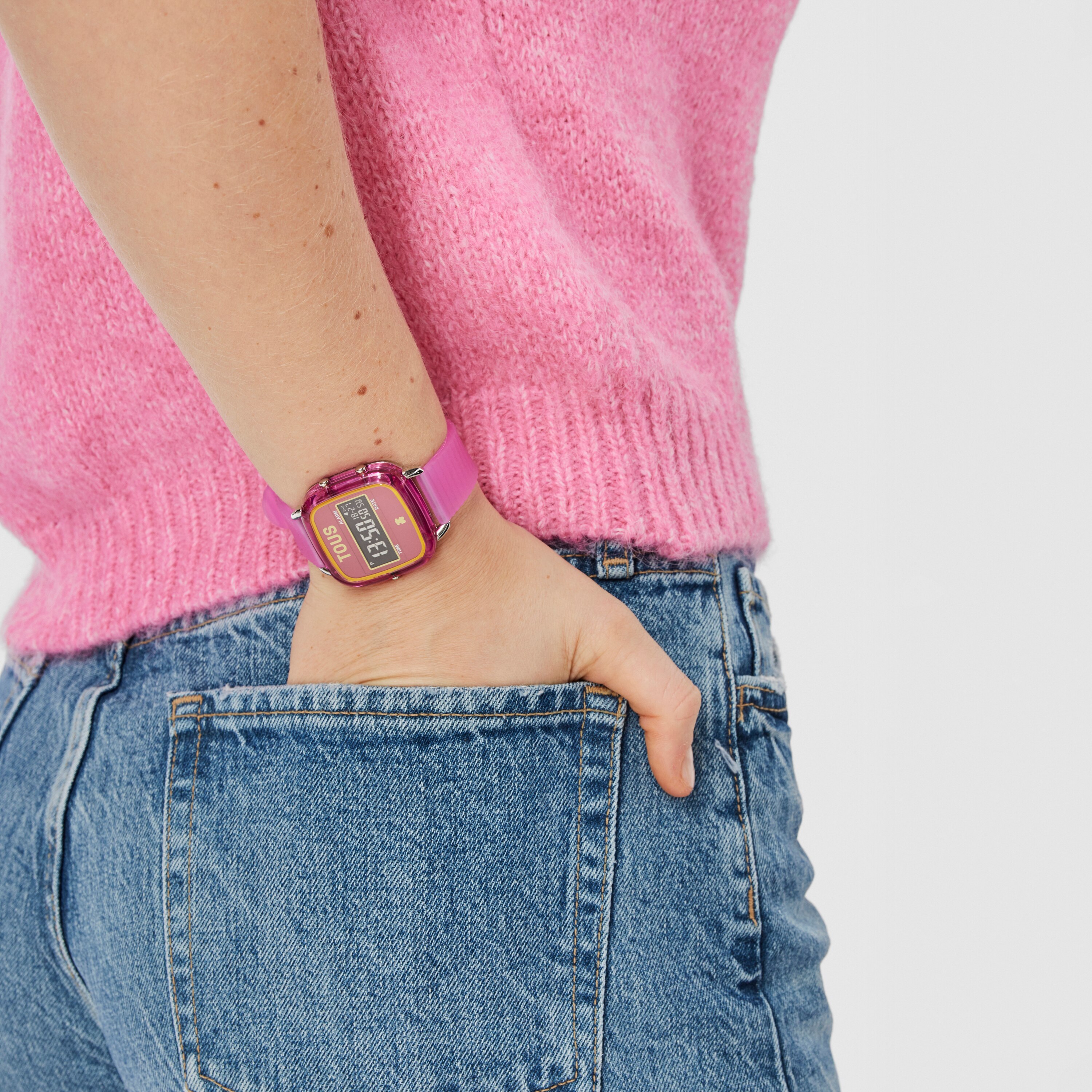 Fuchsia polycarbonate Digital watch with silicone strap D-Logo Fresh