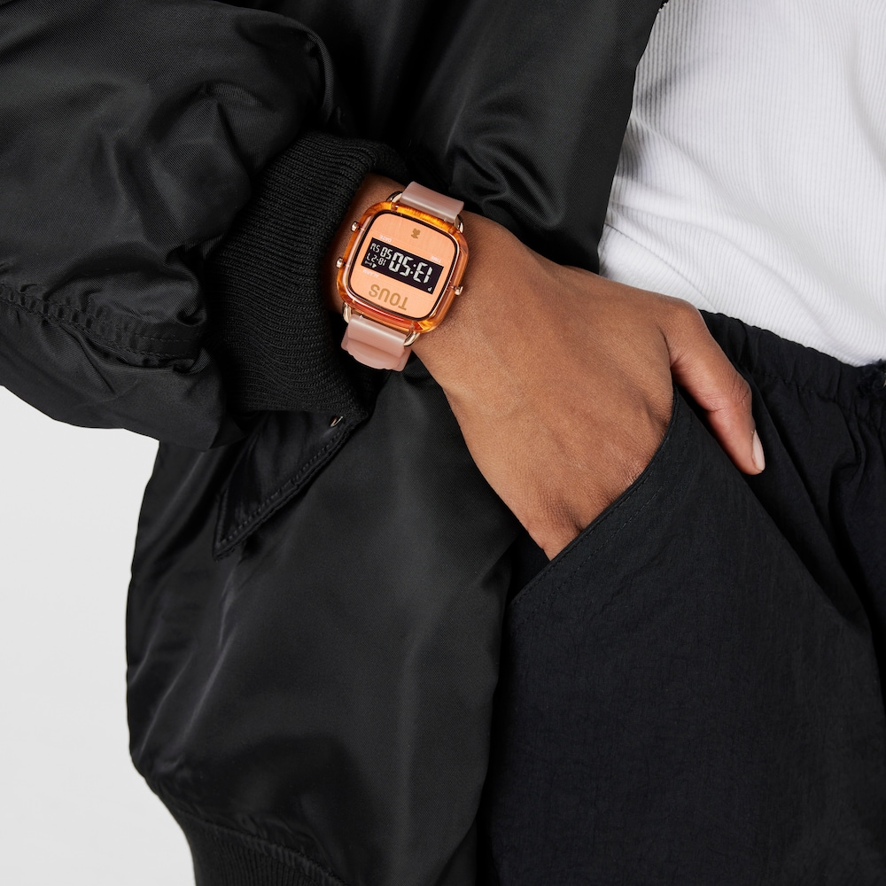 Orange polycarbonate Digital watch with silicone strap D-Logo Fresh