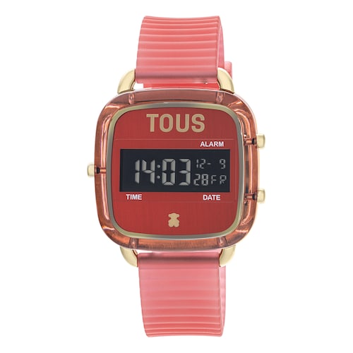 Red polycarbonate Digital watch with silicone strap D-Logo Fresh