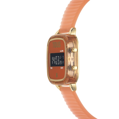 Red polycarbonate Digital watch with silicone strap D-Logo Fresh