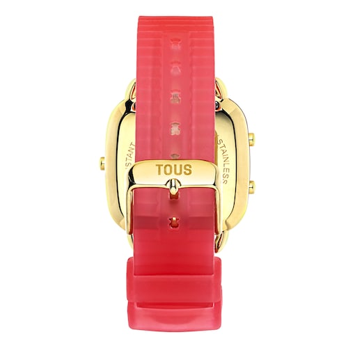 Red polycarbonate Digital watch with silicone strap D-Logo Fresh