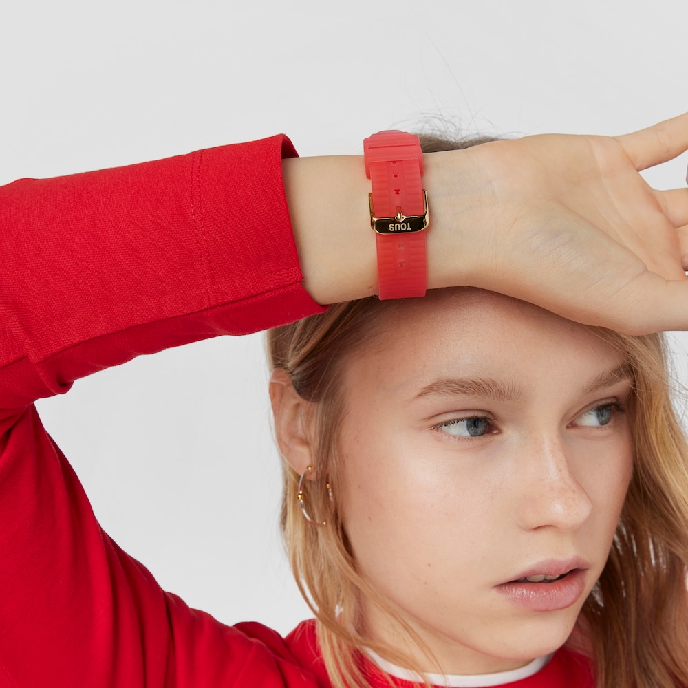 Rel&oacute;gio digital em policarbonato vermelho com correia em silicone D-Logo Fresh