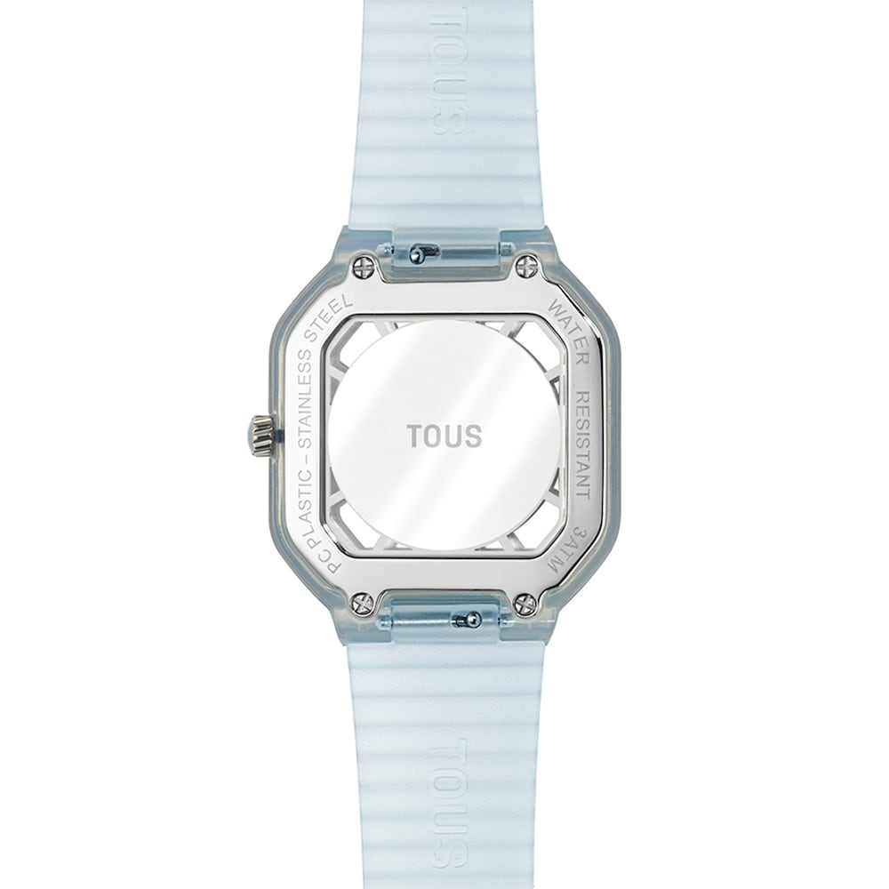 Reloj anal&oacute;gico celeste de acero con zirconitas Gleam Fresh