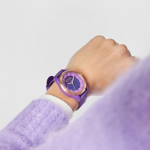 Reloj analógico solar morado Vibrant Sun