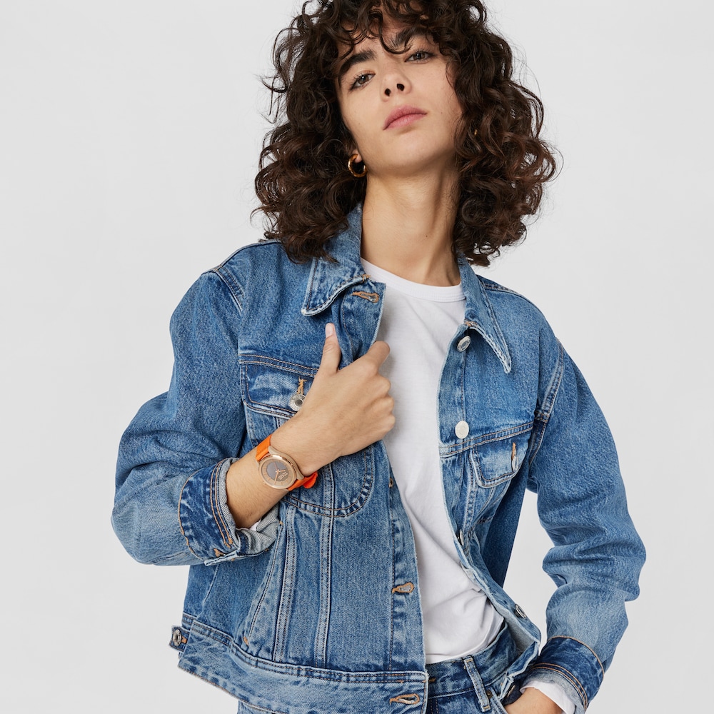 Reloj anal&oacute;gico solar naranja Vibrant Sun